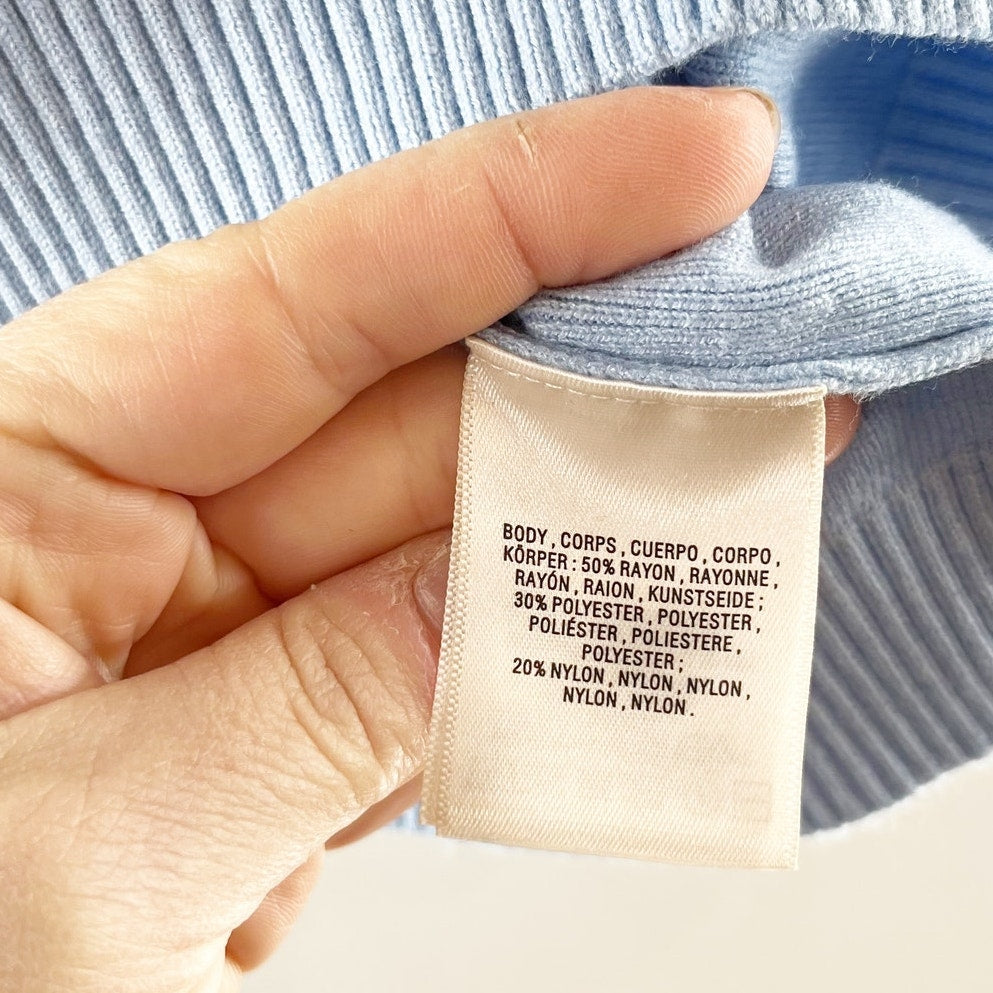 Anthropologie Short Sleeve Polo Collared Sweater Blue Large