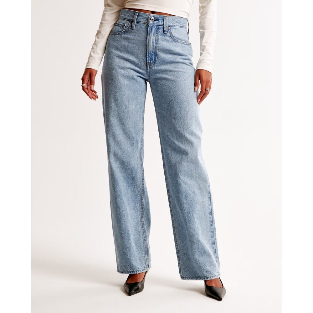 Abercrombie & Fitch High Waisted Denim Loose Jeans Blue 28 / 6 Petite