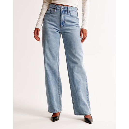 Abercrombie & Fitch High Waisted Denim Loose Jeans Blue 28 / 6 Petite