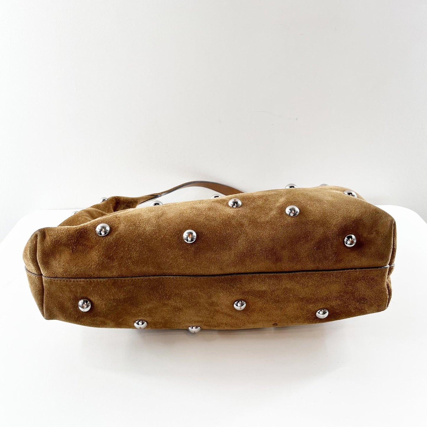 Madewell The Mylie Studded Suede Shoulder Bag Purse Dried Acorn Brown