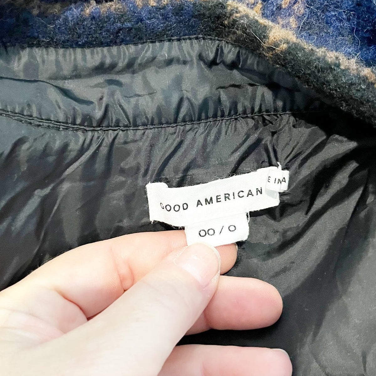 Good American Oversized Plaid Shacket Shirt Jacket Blue Brown Black XS / S
