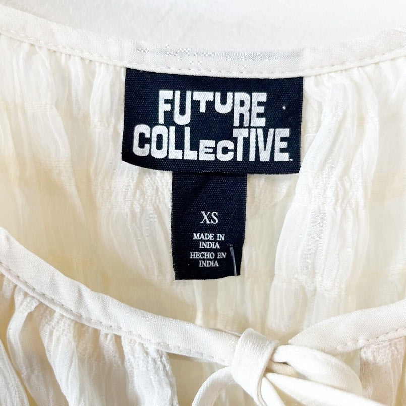 Future Collective Tie Front Cami Tank Top Ivory Cream XS
