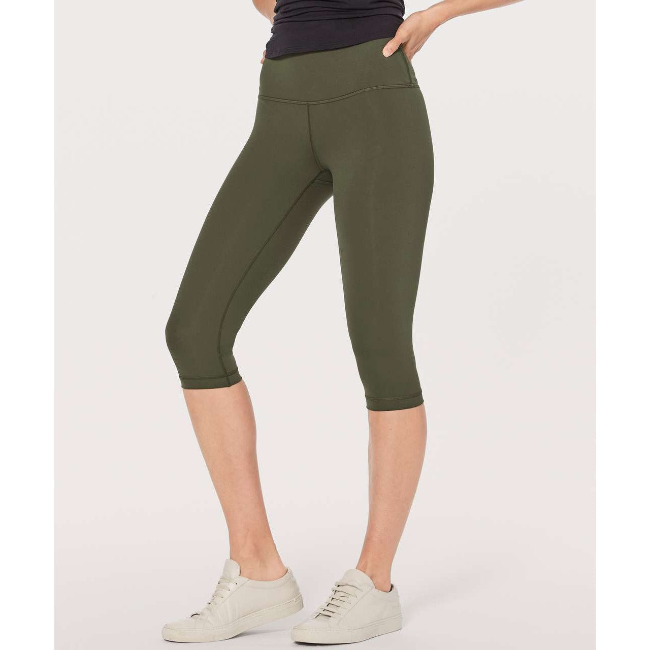 Lululemon Wunder Train Cropped Leggings Olive Green 6