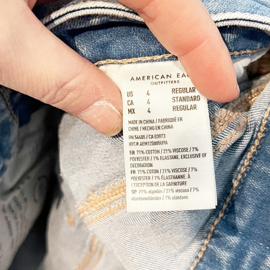 American Eagle Super Hi Rise Distressed Stretch Flare Jeans Blue 4