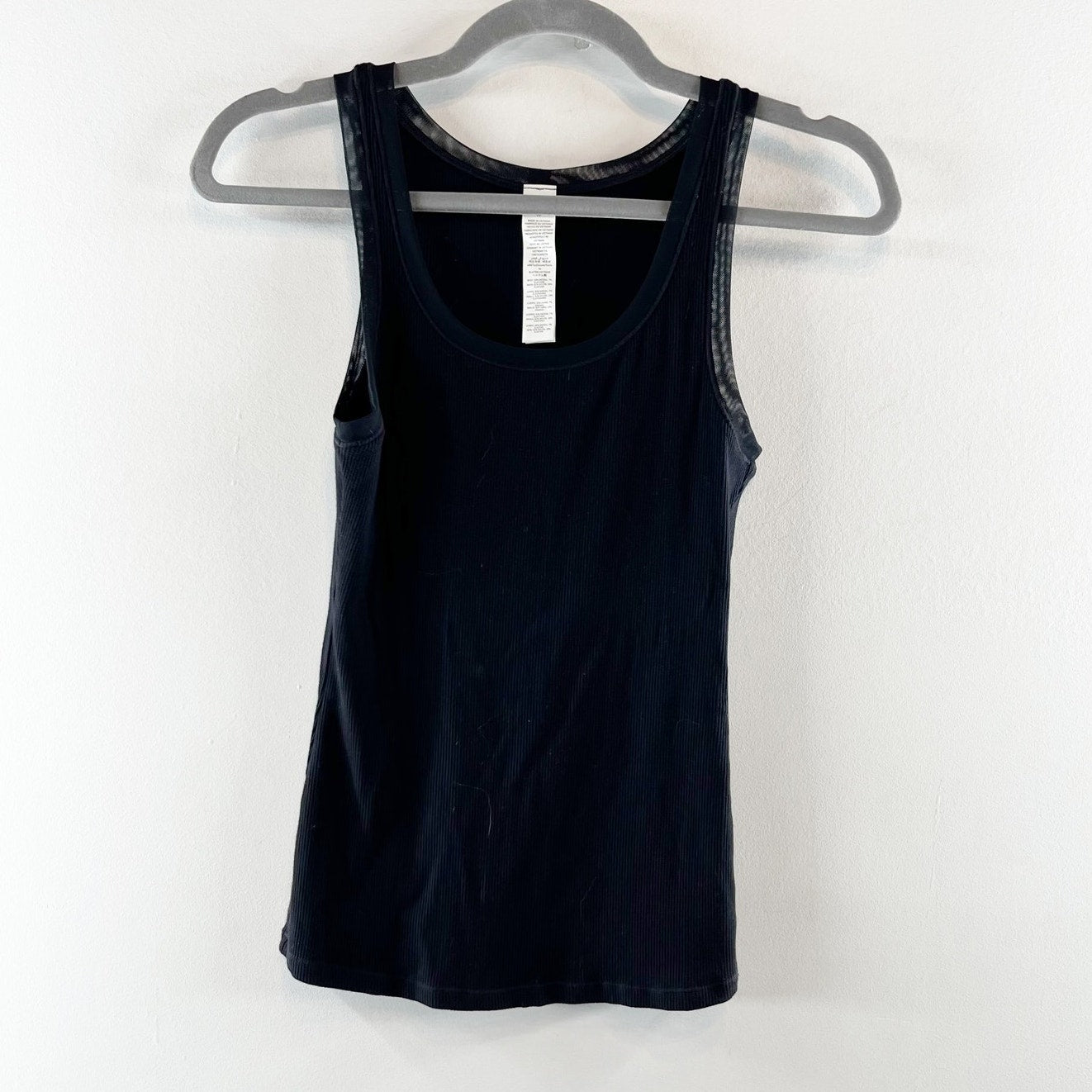 Alo Ribbed Mesh Secret Tank Top Black XS