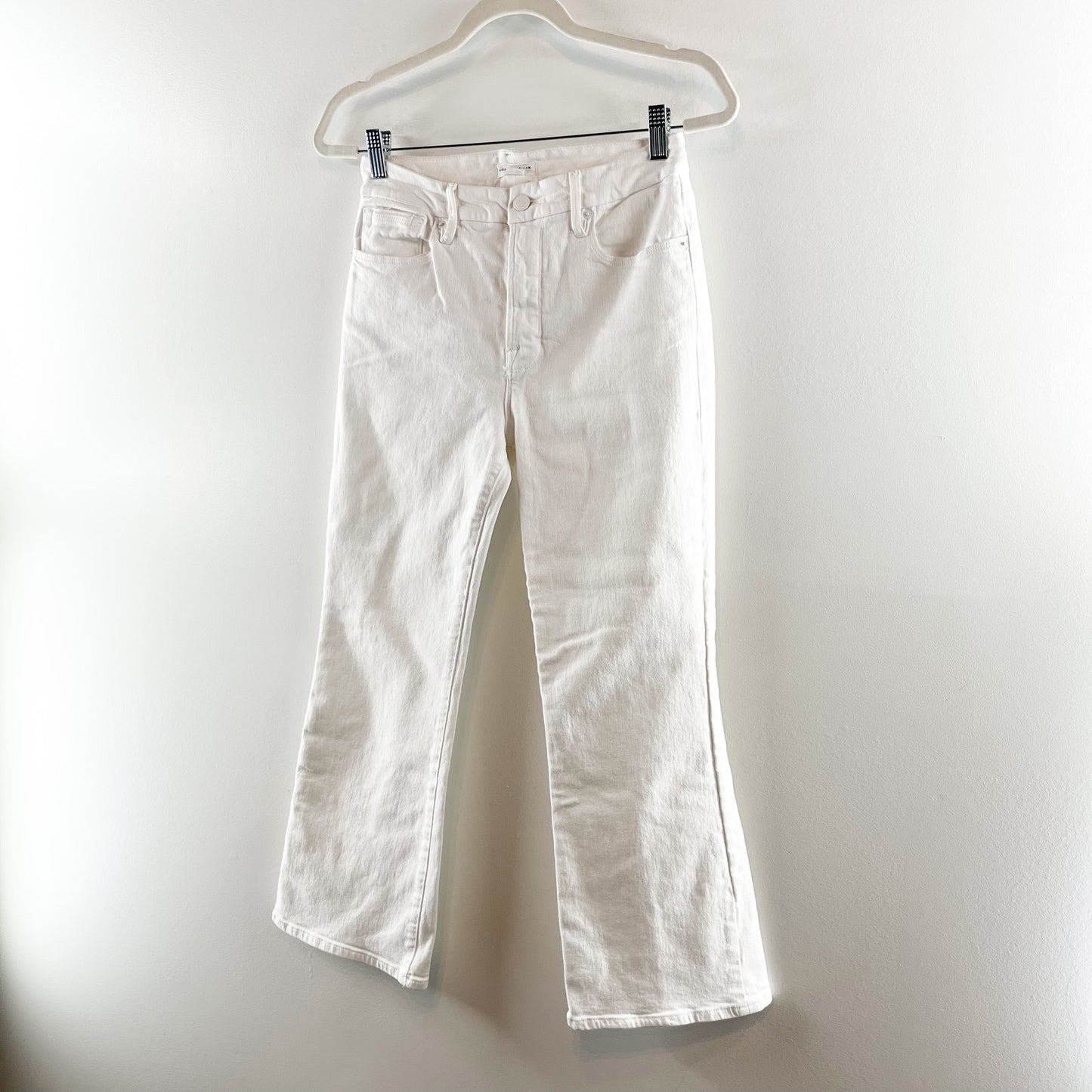 Good American Good Legs High Waisted Cropped Mini Bootcut Jeans White 6 / 28