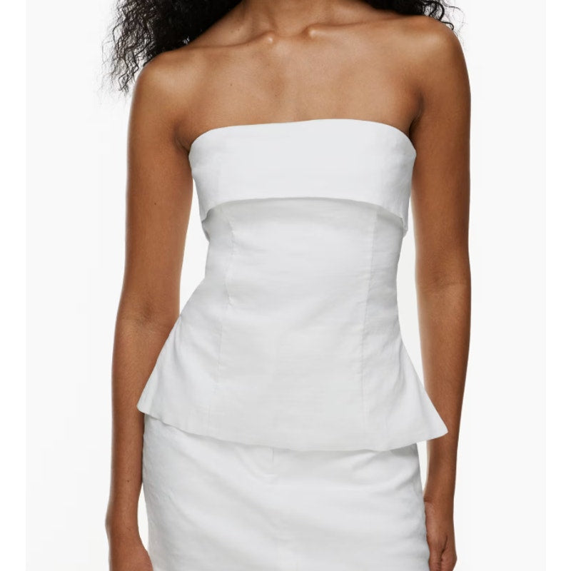 Babaton Element Strapless Linen Tube Top White 6