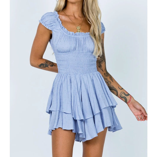 Princess Polly Love Galore Ruffle Romper Blue 0