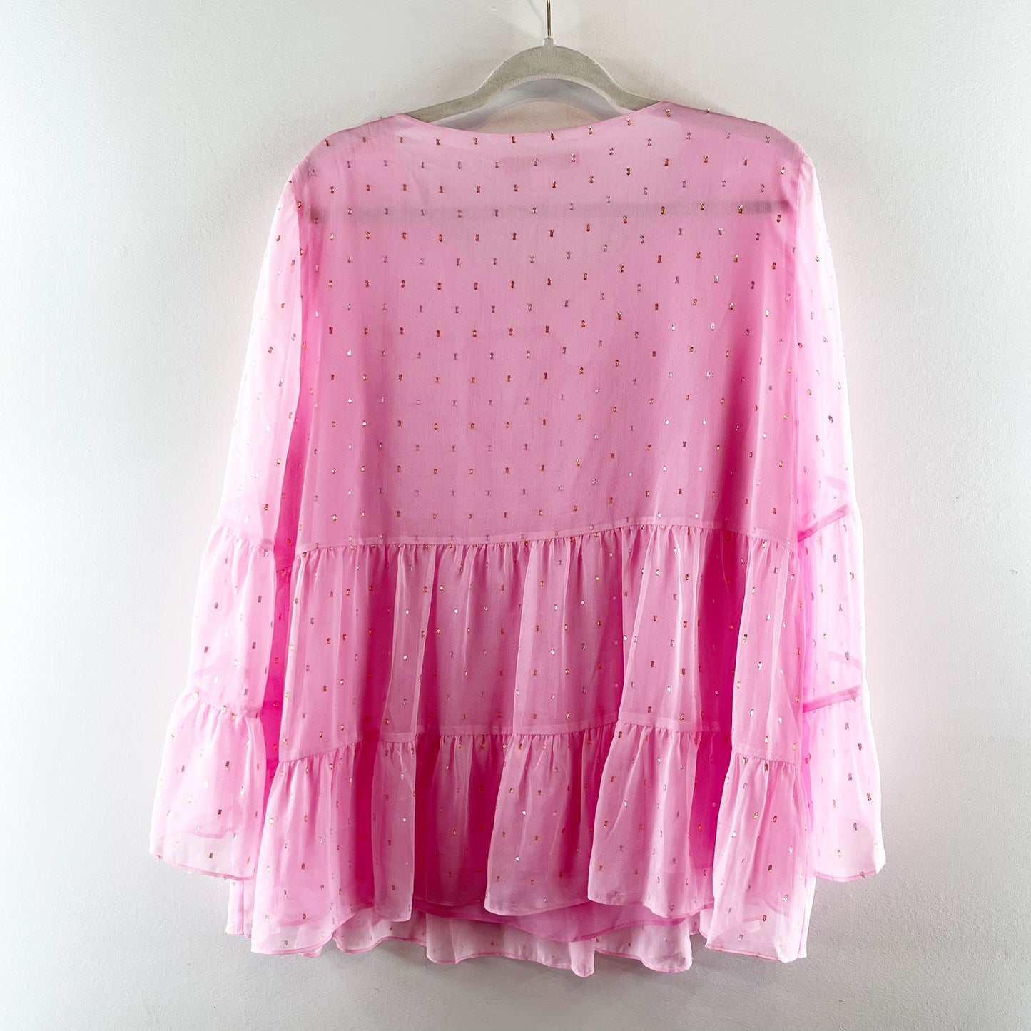 Lilly Pulitzer Zazie Flounce Babydoll Bell Tiered Sleeve Blouse Pink XL