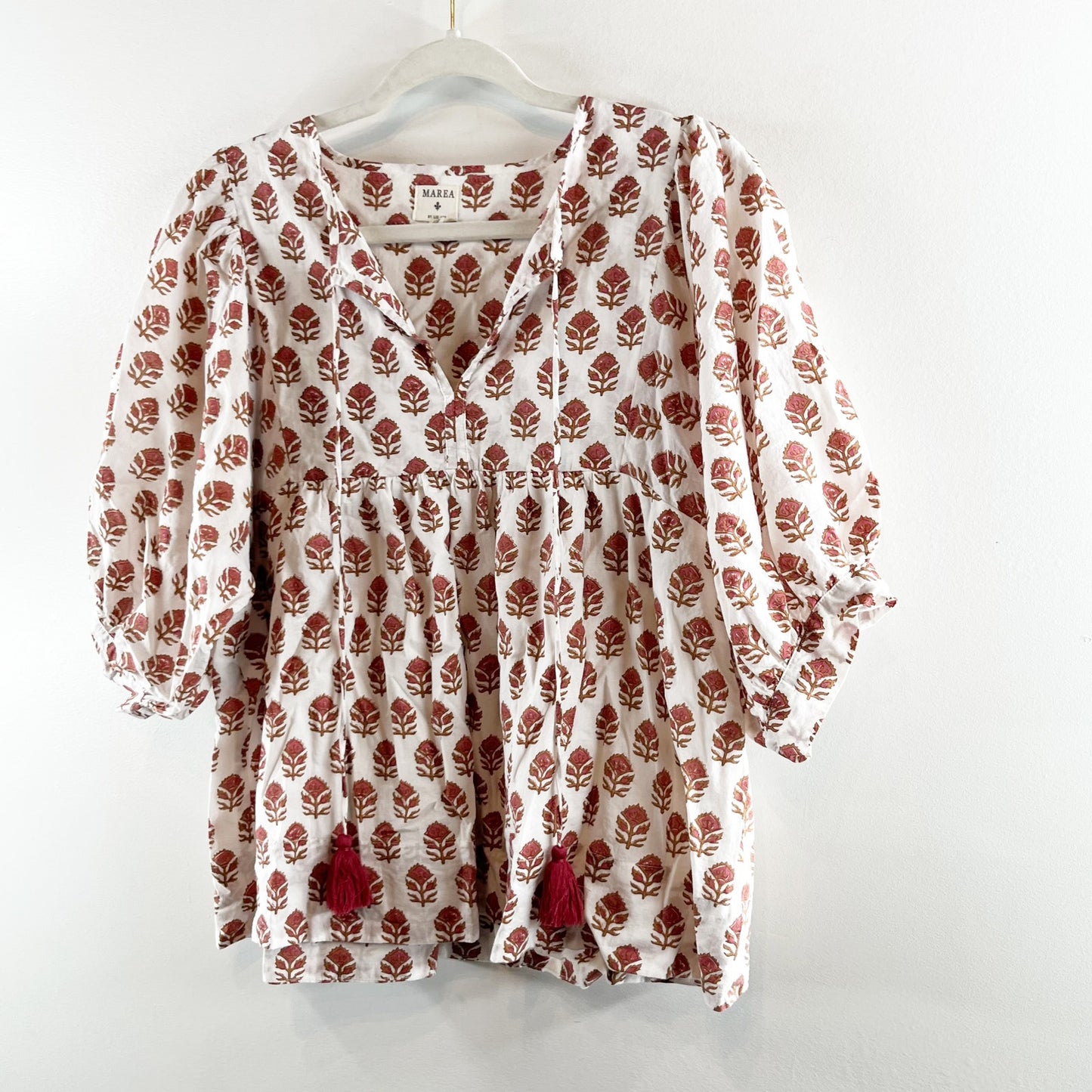 Marea Steph Shell Top Blouse in Bordeau White Small