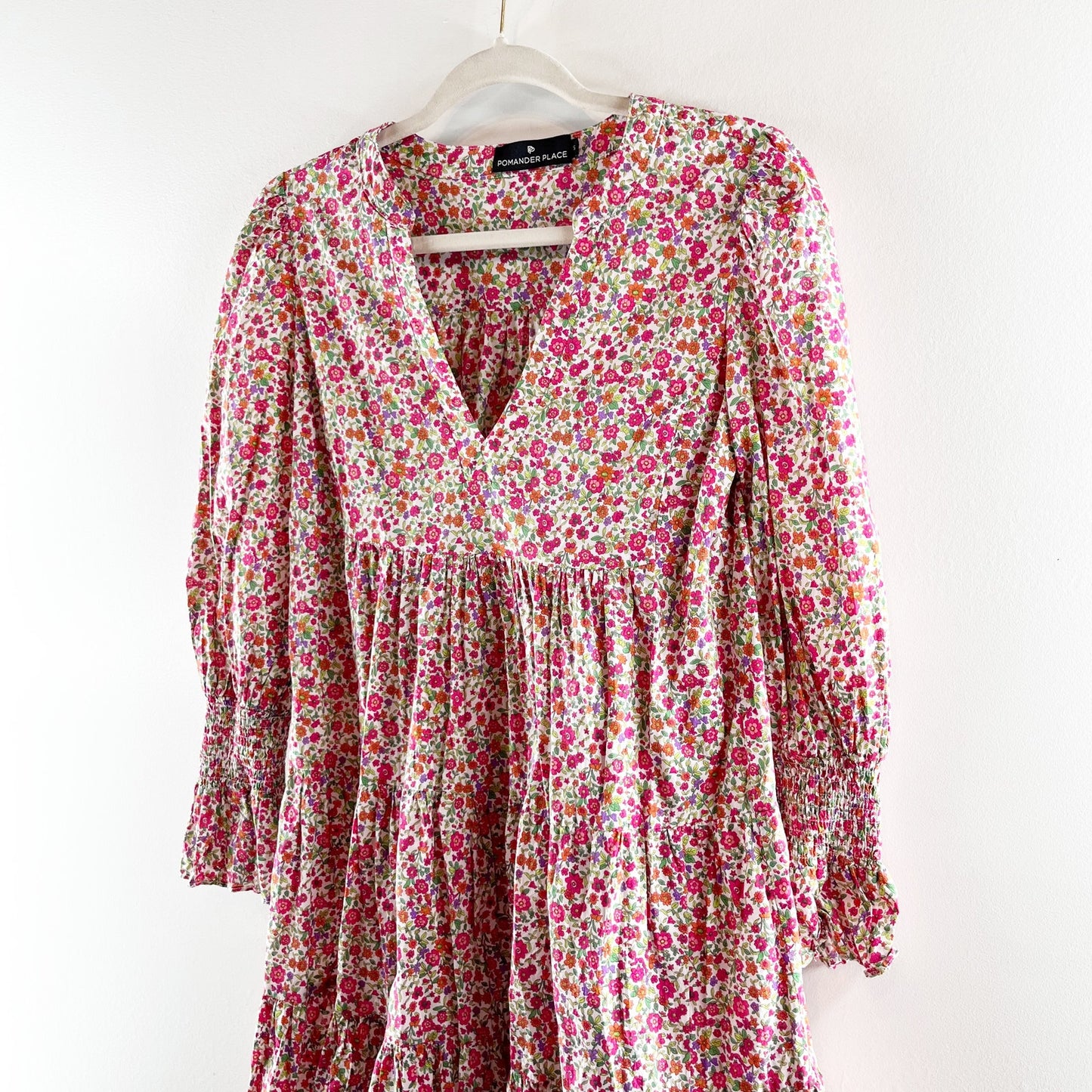 Pomander Place Tuckernuck Kenzo Long Sleeve Mini Dress in Savannah Floral Small