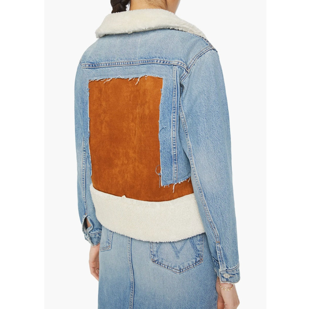 Mother Cut and Paste Denim Patchwork Faux Sherling Jacket Aint My First Rodeo S