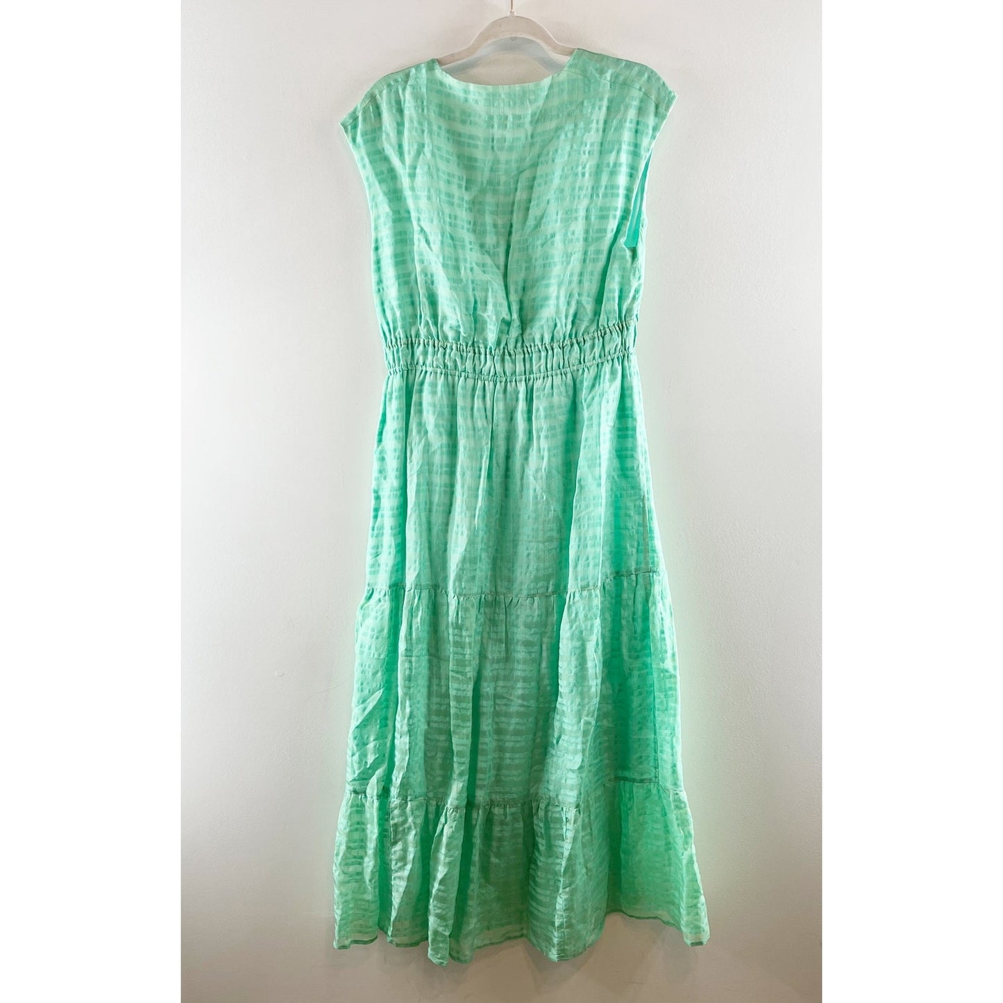 Marie Oliver Indy Short Sleeve Lined Linen Blend Maxi Dress Green Small