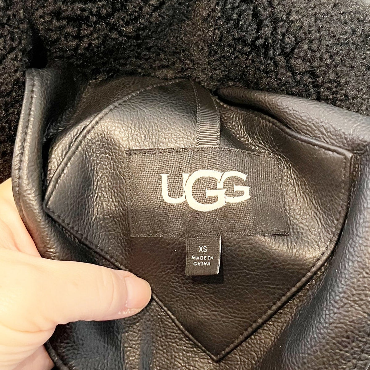 UGG Finnian LuxeFluff Moto Jacket Black XS