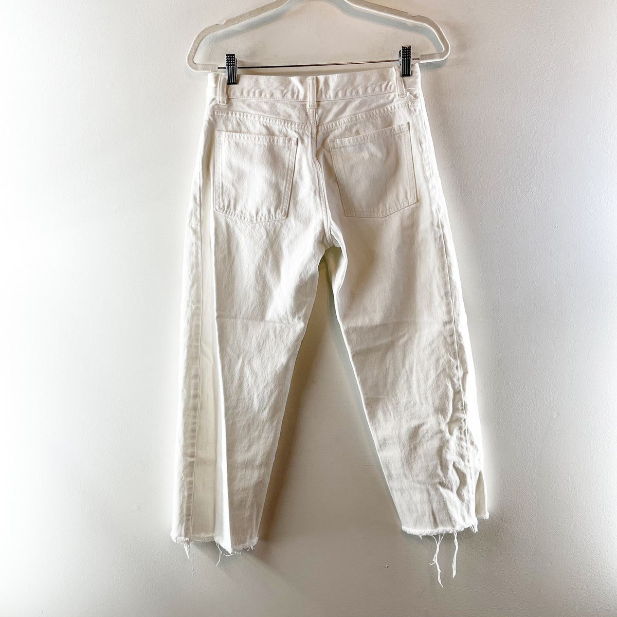 Madewell Pieced Rigid Denim Raw Hem Barrel-Leg Ankle Jeans Tile White Petite 25