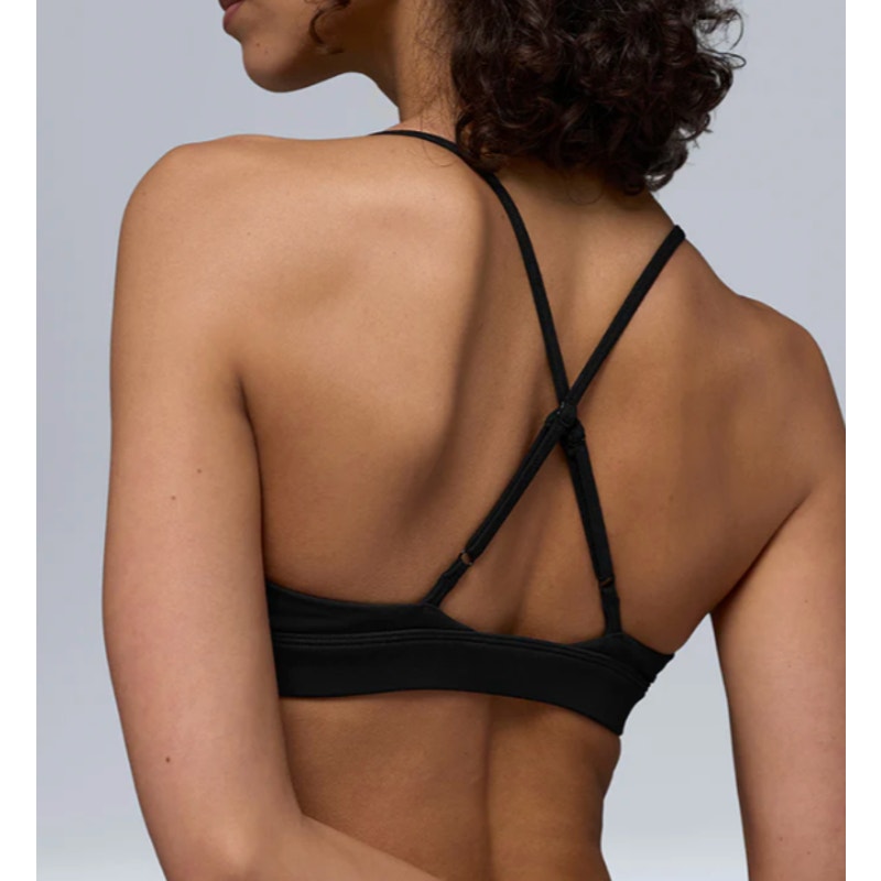 Alo Splendor Triangle Cross Strap Bra Bralette Black Small