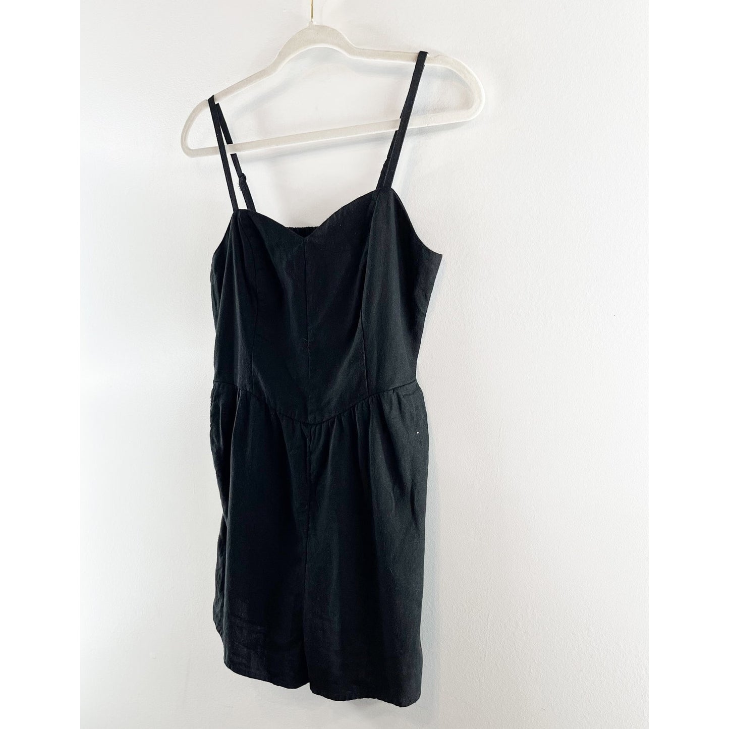 Old Navy Cami Linen Blend Shorts Romper Black Medium