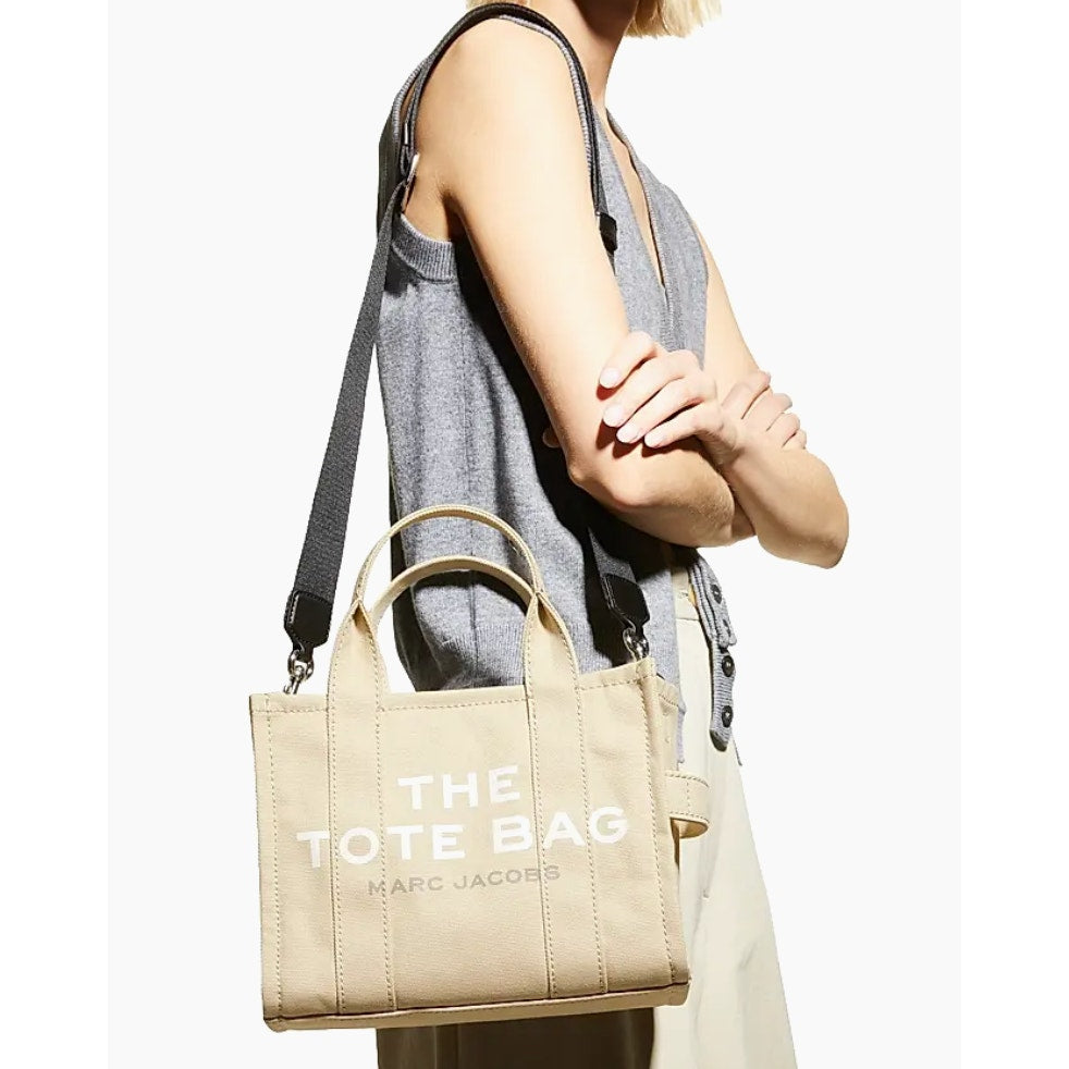 Marc Jacobs The Small Tote Canvas Bag Crossbody Purse Beige Tan