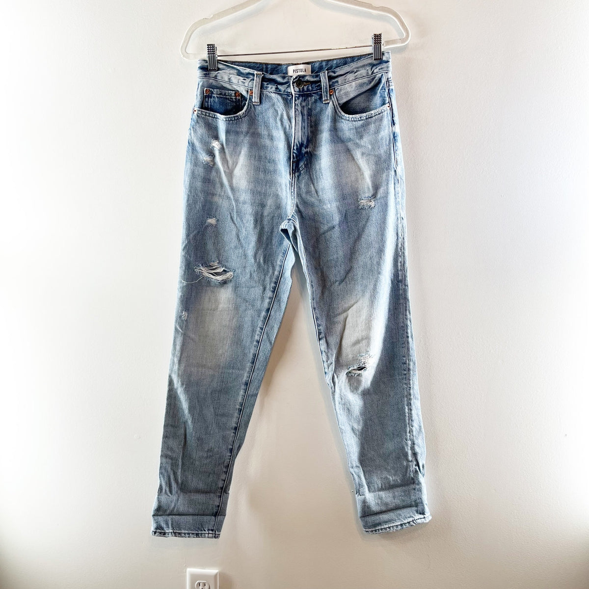 Pistola Presley Cotton Blend High-Rise Relaxed Denim Roller Jeans Blue 27