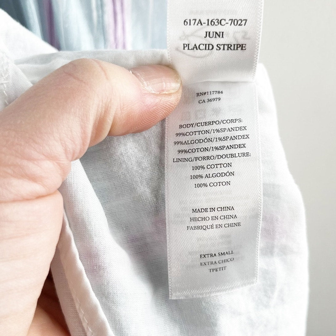 Rails Juni Short Sleeve Tiered Cotton Striped Midi Sundress Placid Blue XS