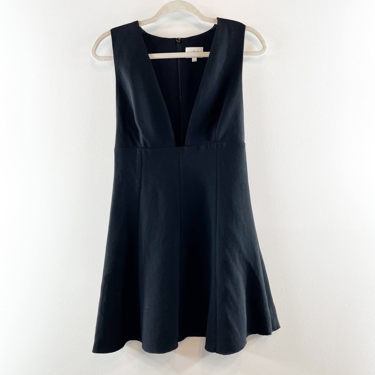 Wilfred Aritzia Montbrun Plunge V Neck A-Line Mini Dress Black 2