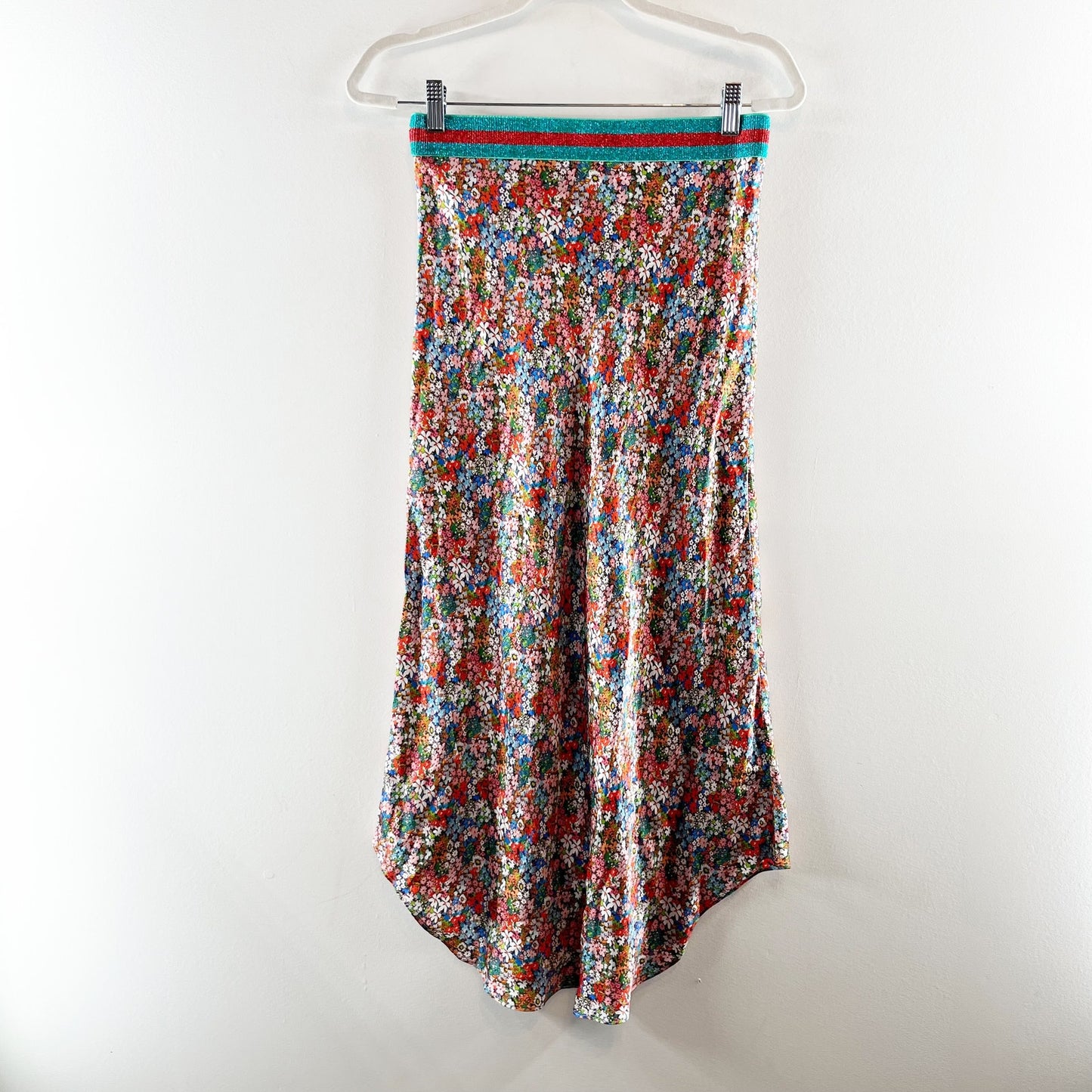 Wyse London Ella 100% Silk Floral Print High Waisted Midi Slip Skirt Multi 3