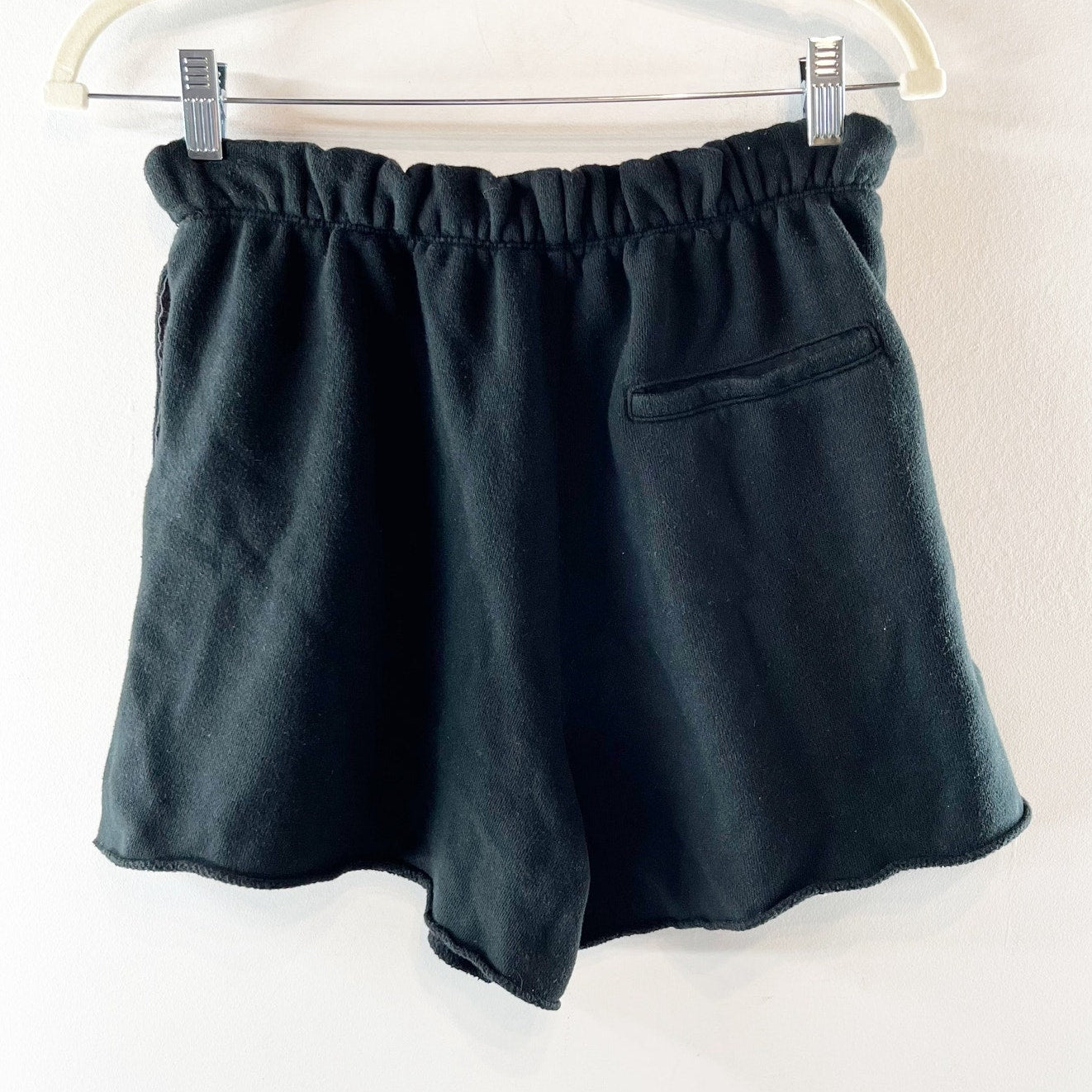 Aerie Pull On Raw Hem Sweat Shorts Black Small