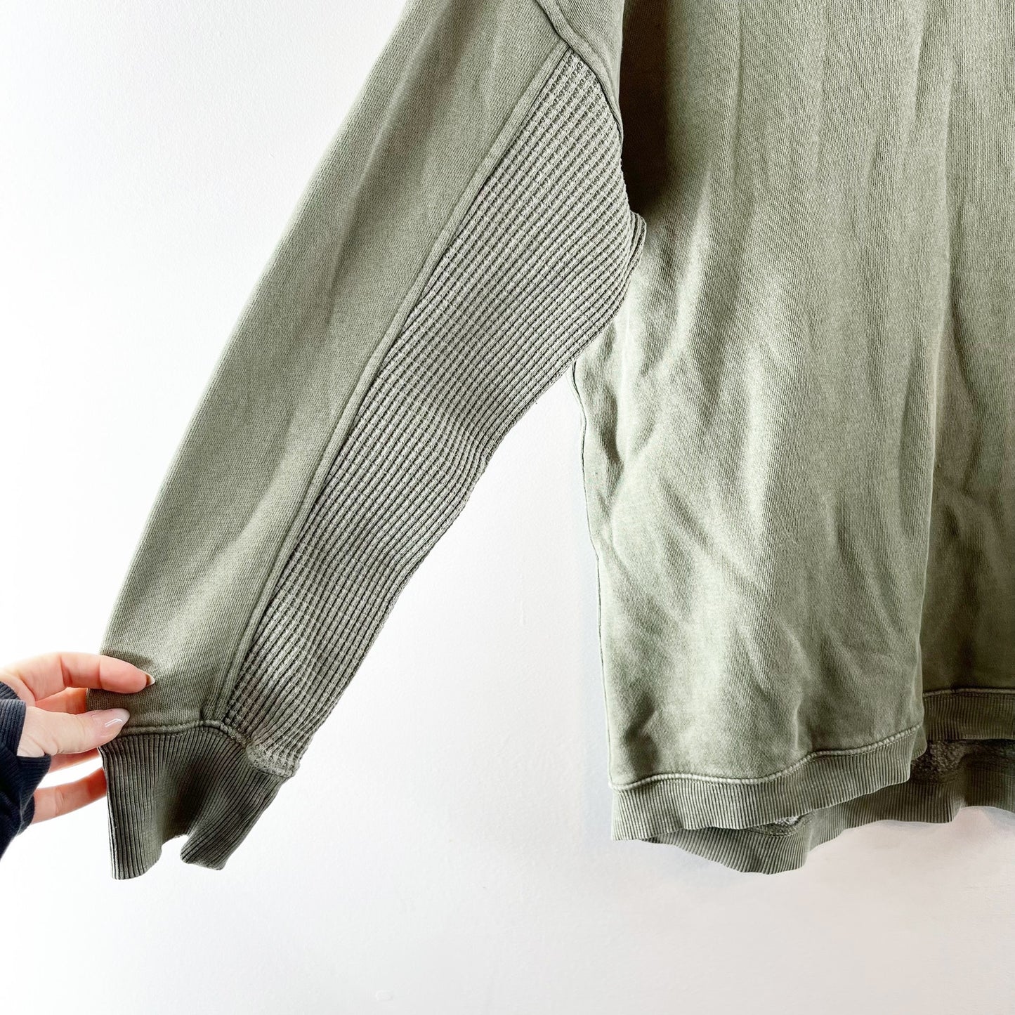 Aerie Getaway Long Sleeve Oversized Sweatshirt Olive Green XS