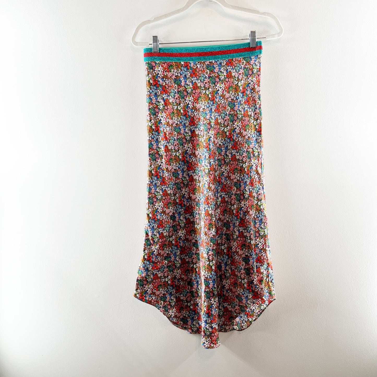 Wyse London Ella 100% Silk Floral Print High Waisted Midi Slip Skirt Multi 3