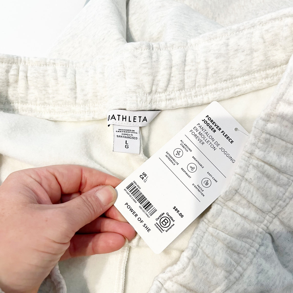 Athleta Forever Fleece High Rise Jogger Pants Fog Grey Heather Large