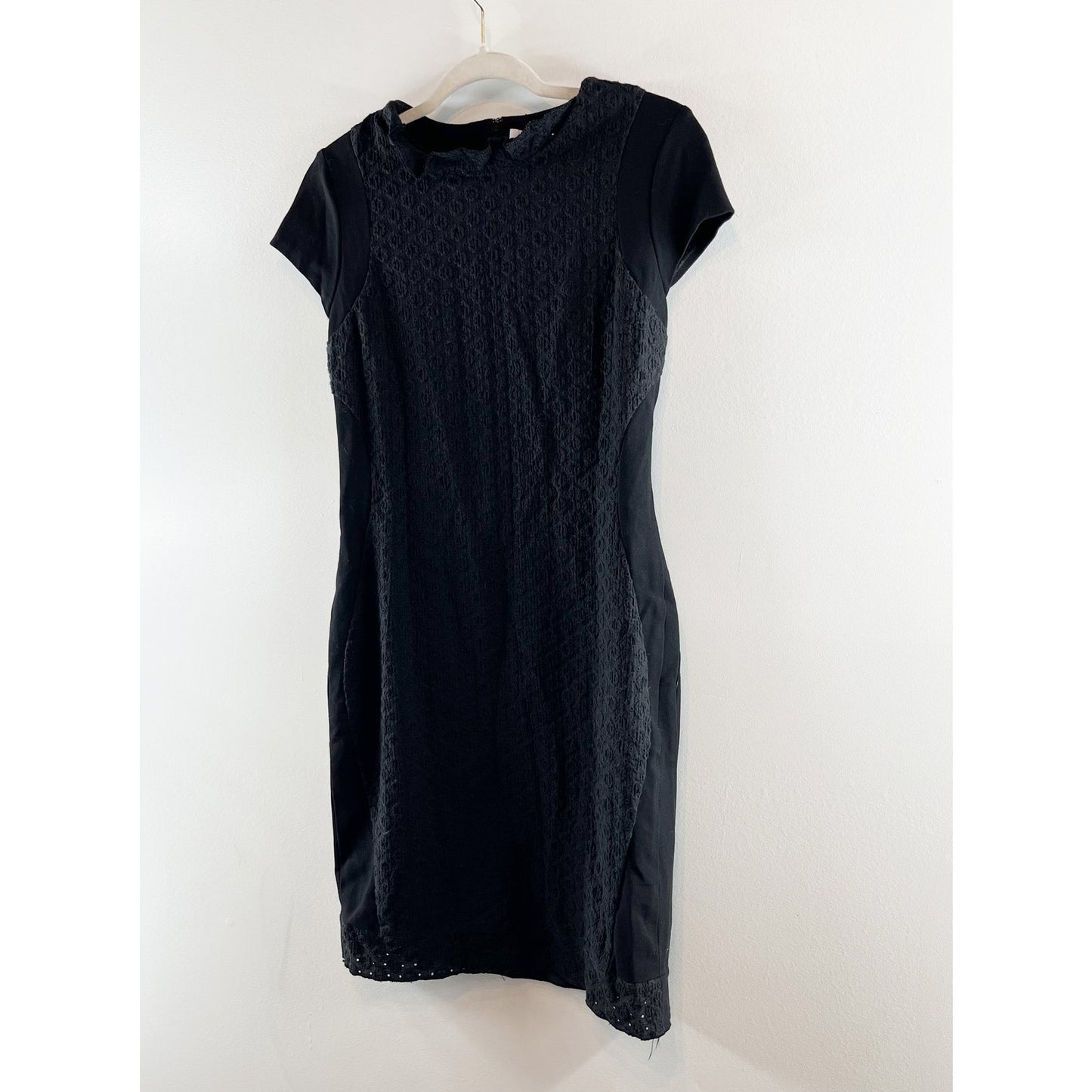 Diane Von Furstenberg Pele Eyelet Lace Mini Shift Dress Black 10