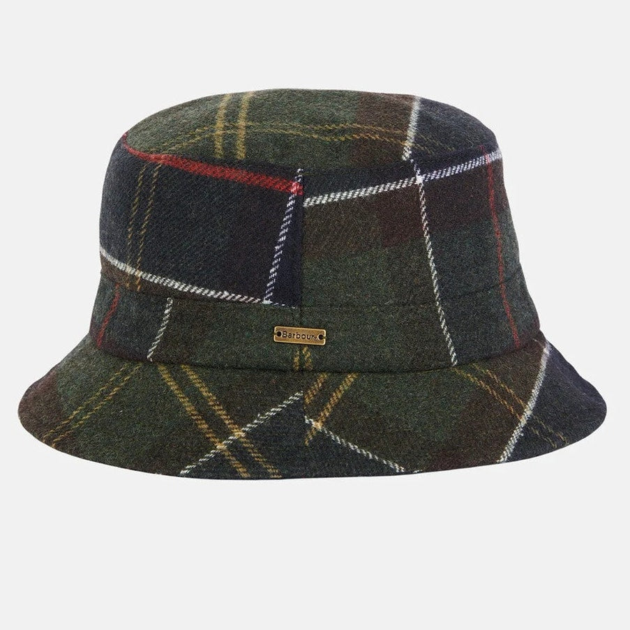 Barbour Heidi Tartan Plaid Sports Bucket Hat Green Blue Medium