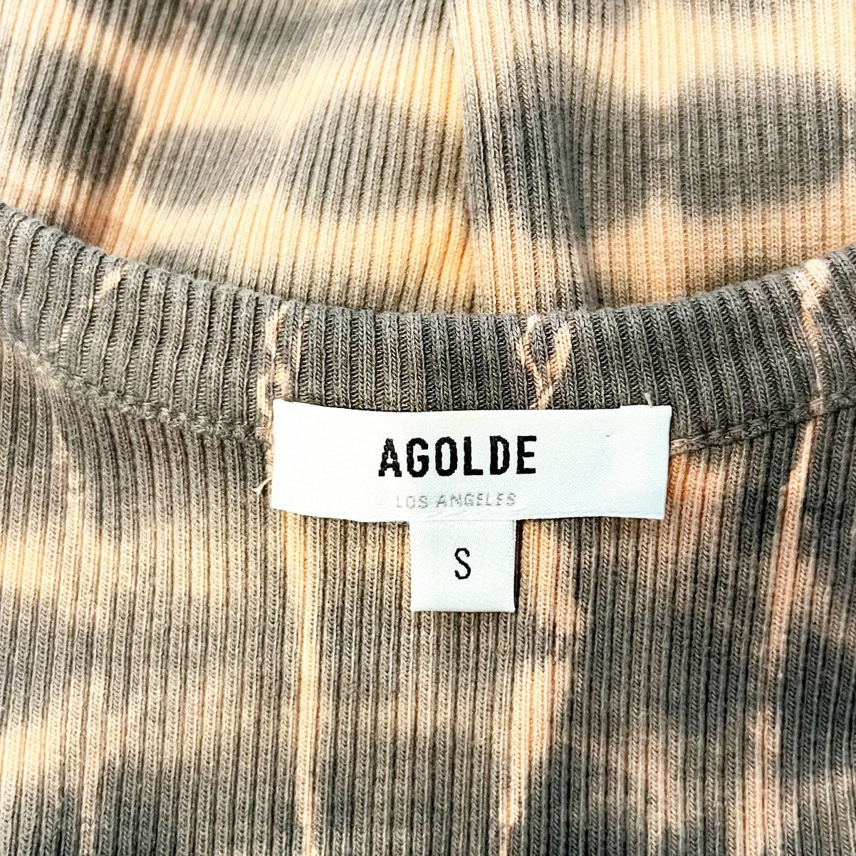 Agolde Poppy Cotton Blend Tie-Dye Sleeveless Racerback Tank Top Brown Small