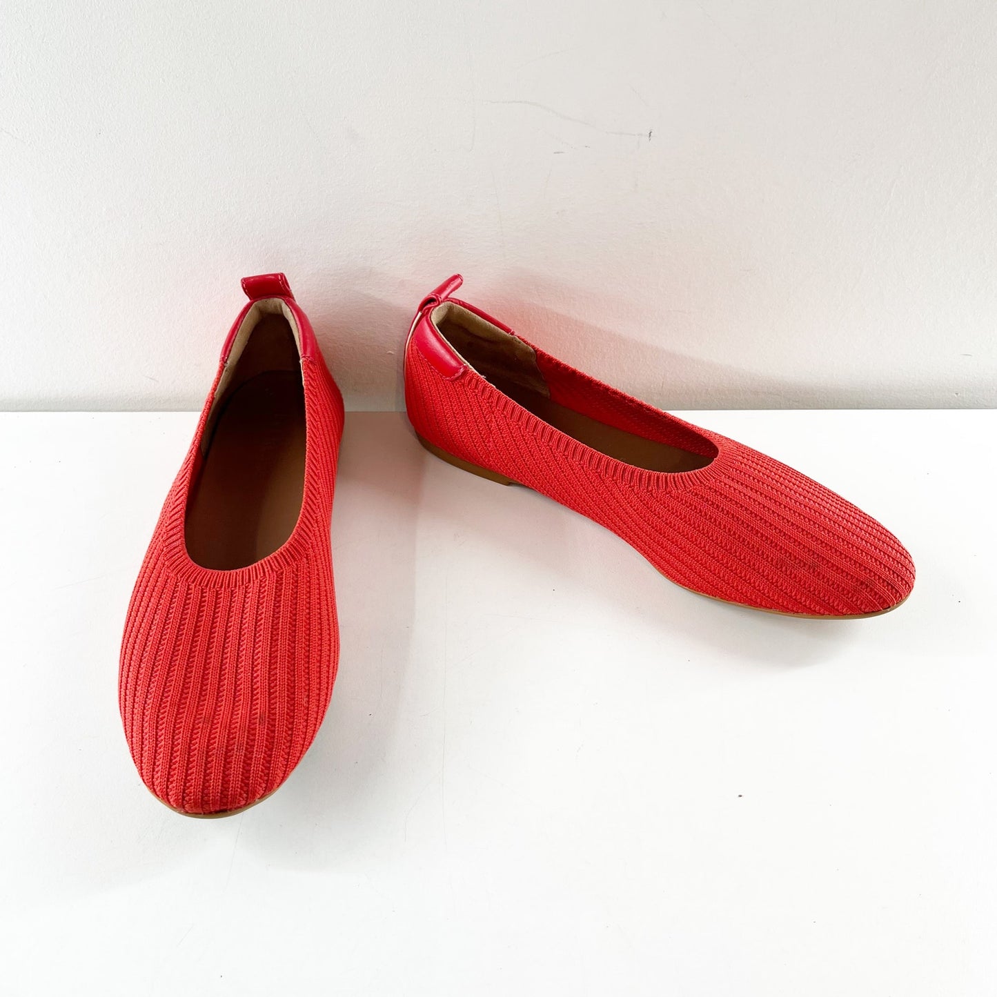 Everlane The Day Glove Knit Ribbed Ballet Flats Shoes Poppy Red 8