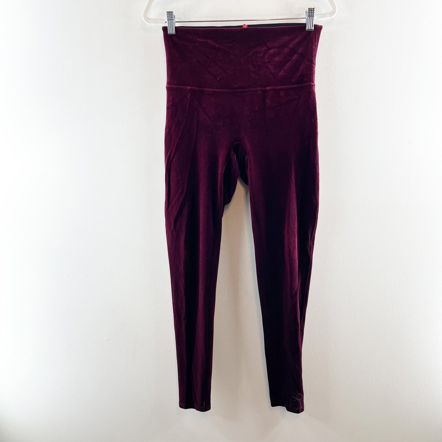 SPANX High Rise Velvet Leggings in Rich Burgundy Maroon Red XL