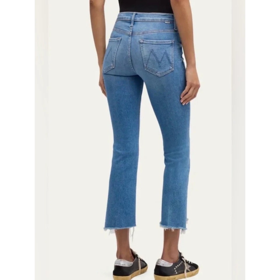 Mother The Insider Step Fray Denim Crop Bootcut Jeans Work Hard Play Hard 29