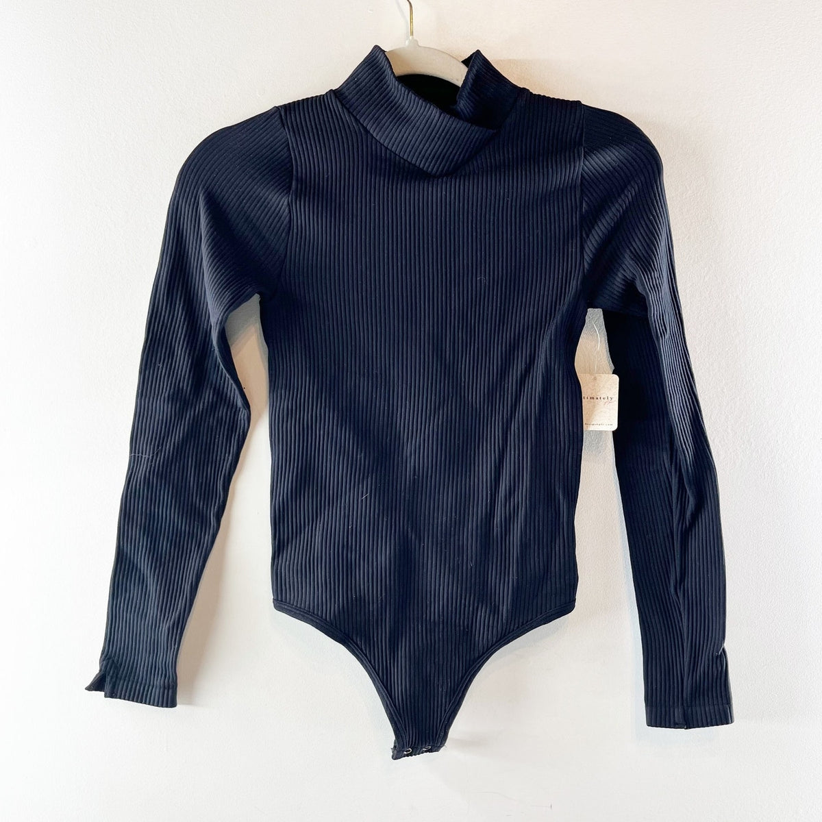 Free People XYZ Ribbed Long Sleeve Turtleneck Bodysuit Black XS / S