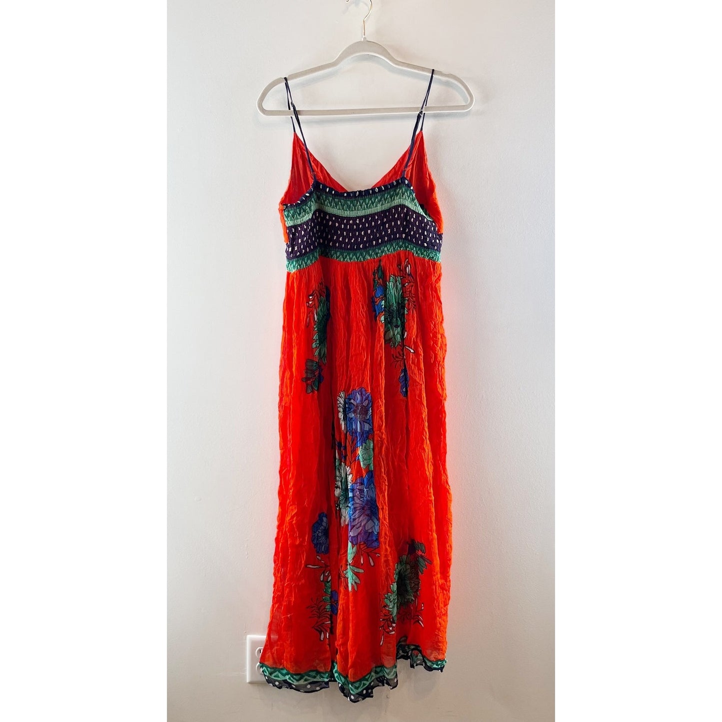Maeve by Anthropologie Ikebana Floral Sleeveless V-Neck Maxi Dress Orange 12
