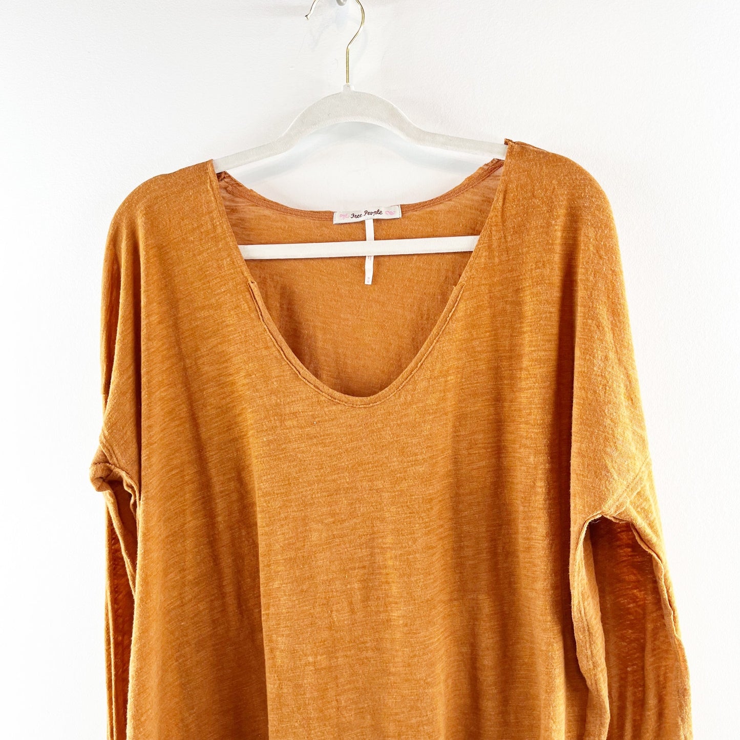 Free People Sienna Snap Cuff Scoopneck Oversized Tee Shirt Gold Bronze Medium