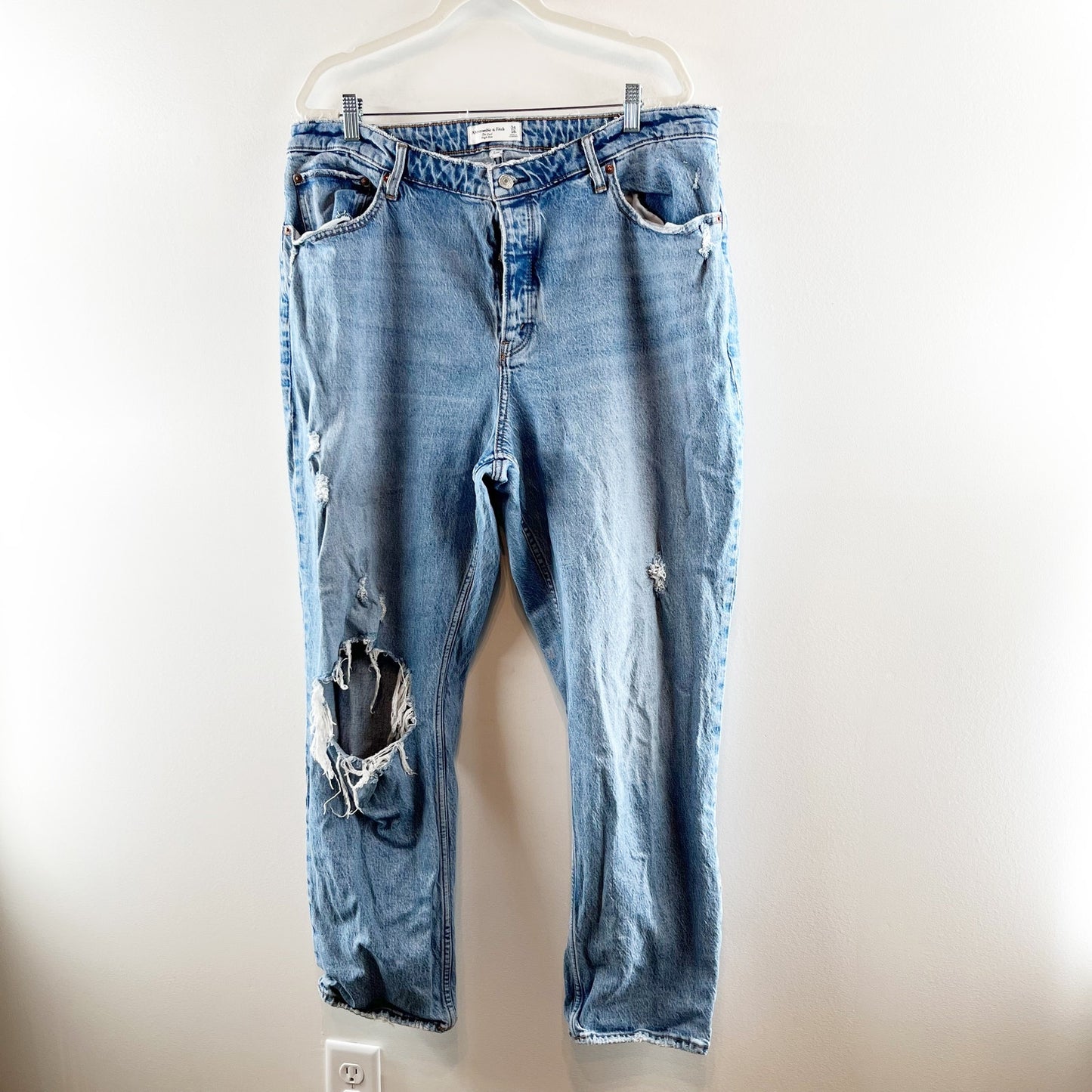 Abercrombie & Fitch The Dad High Rise Curve Love Button Fly Jeans Blue 18