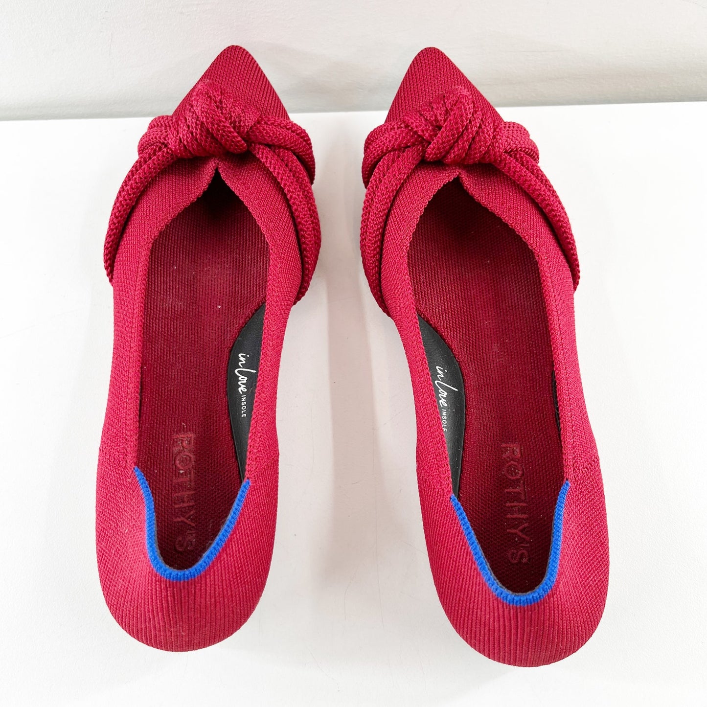 Rothy's The Knot Point II Pointed Toe Ballet Flats in Candied Berry Red 8