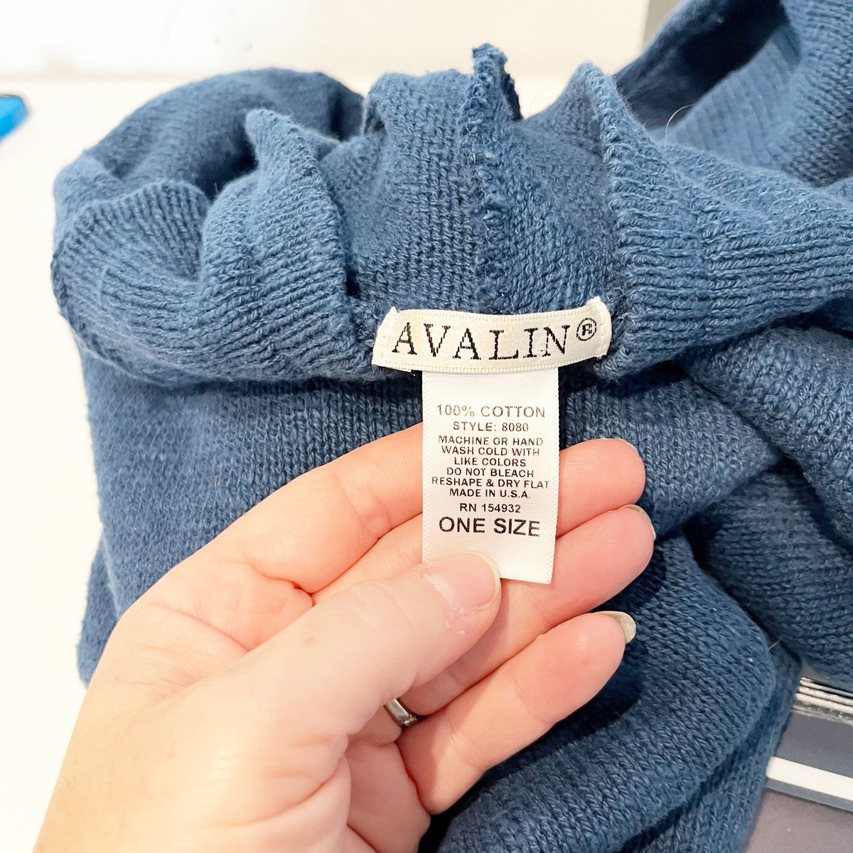 Avalin Long Sleeve Pullover Hoodie Sweater Cotton Navy Blue Large