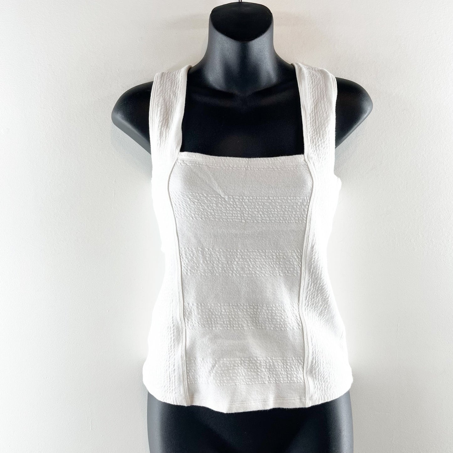 Maeve Anthropologie Square Neck X Back Textured Tank Top White XS