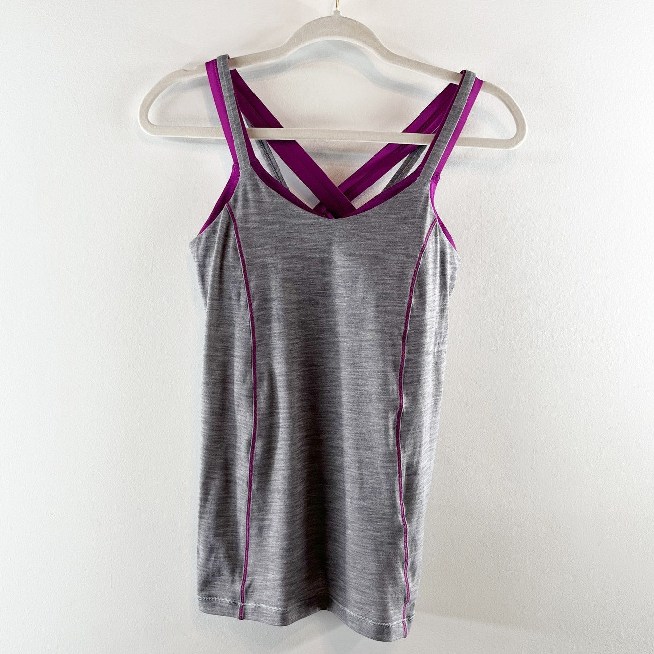 Lululemon Run For Gold Sleeveless Slim Bra-Tank Heathered Slate / Regal Plum 6