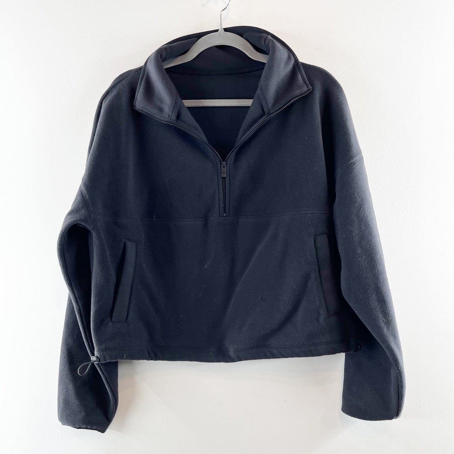 Alo Polar Fleece Retreat Cover Up Pullover 1/2 Zip Jacket Black Small