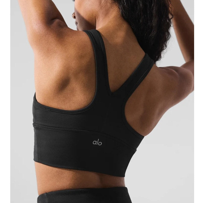 Alo Wild Thing Racerback Ruched Sports Bra Black XS