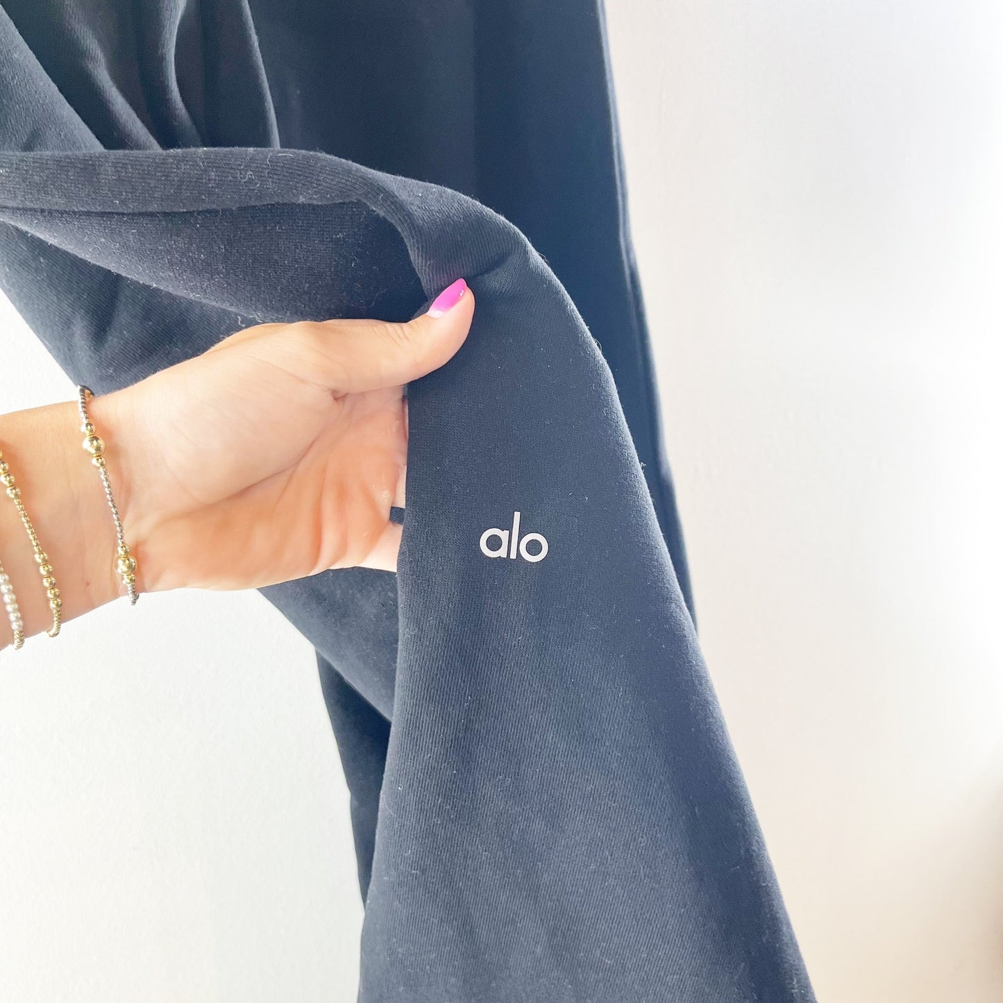 Alo High-Waist Sweatpant Trouser Wide Leg Pants Black Small