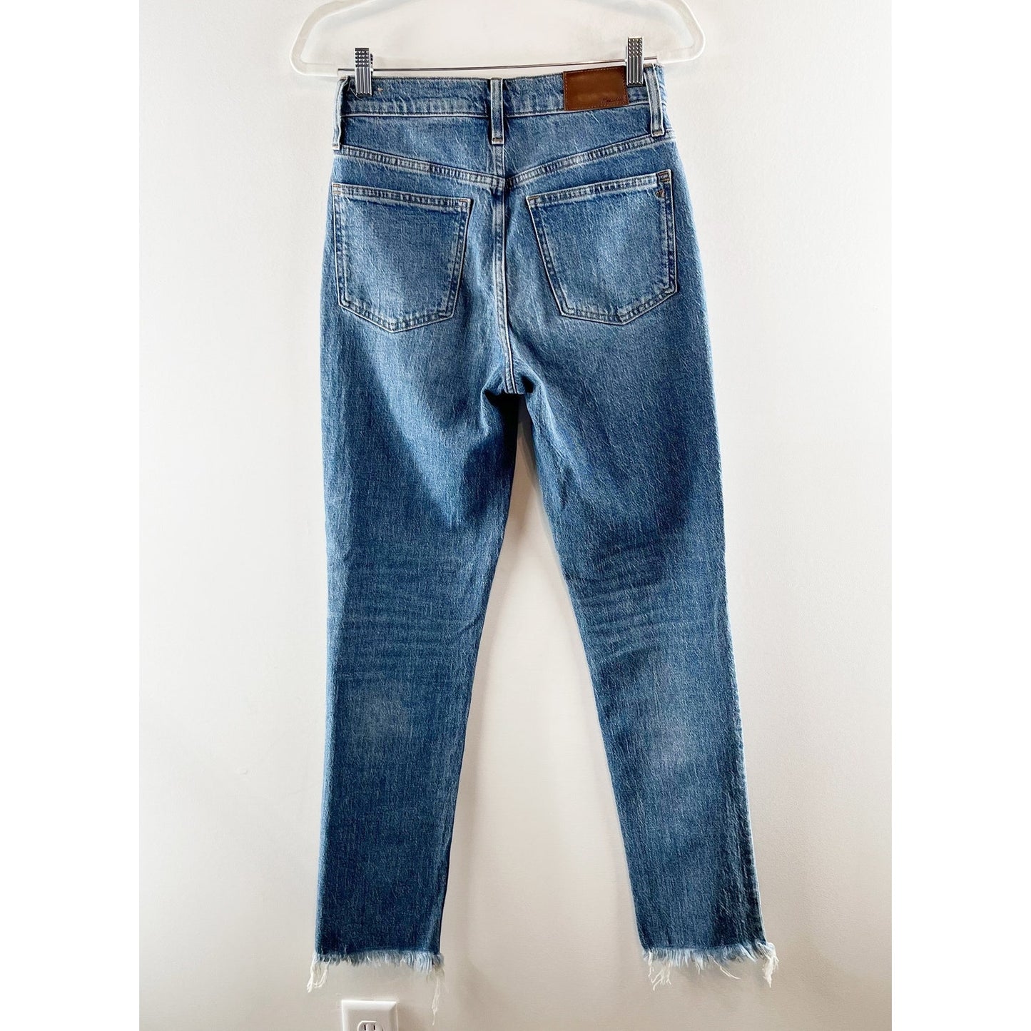 Madewell High Rise Perfect Vintage Straight Raw Hem Jeans Blue 26 Tall
