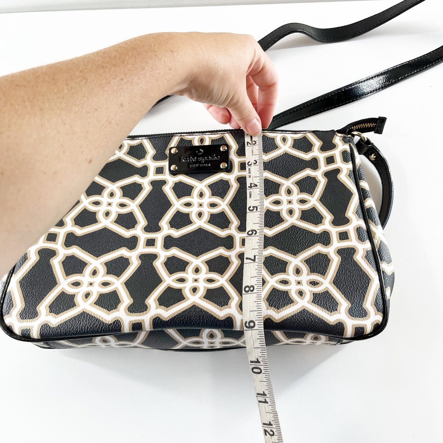 Kate Spade Chrissy Moroccan Print Crossbody Purse Bag Black