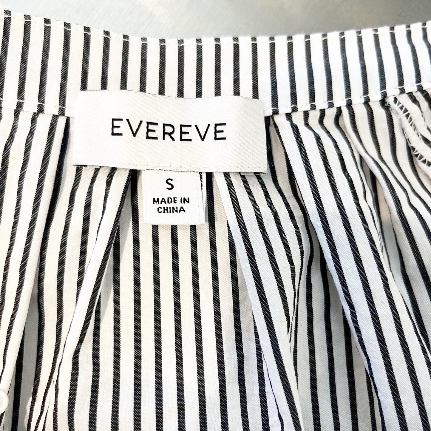 Evereve Sofia Stripe Long Sleeve Button Down Poplin Blouse Top White Black Small